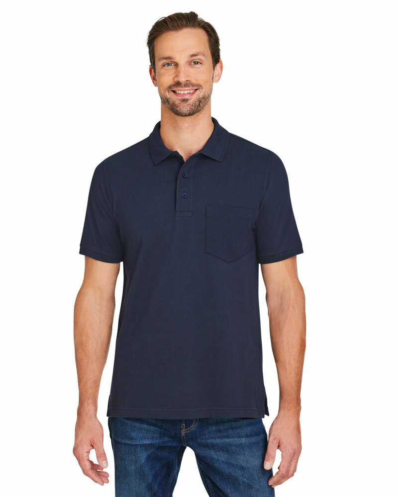 harriton m205p men's valiant cotton snag protect pocket polo Front Fullsize