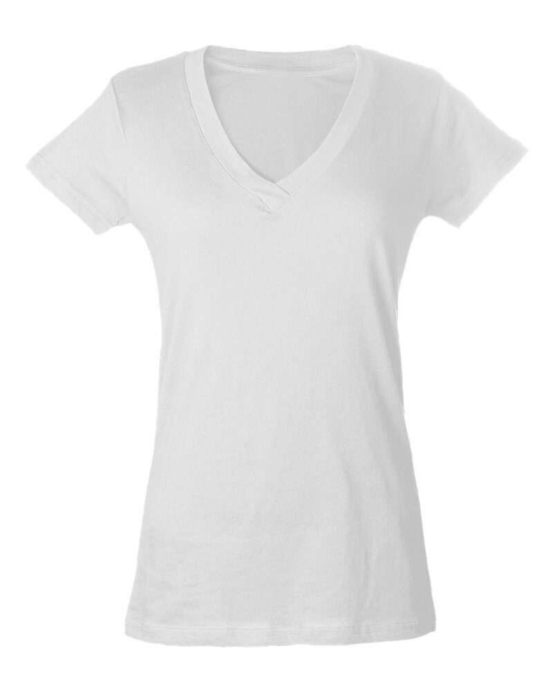tultex 0214tc women's fine jersey v-neck t-shirt Front Fullsize