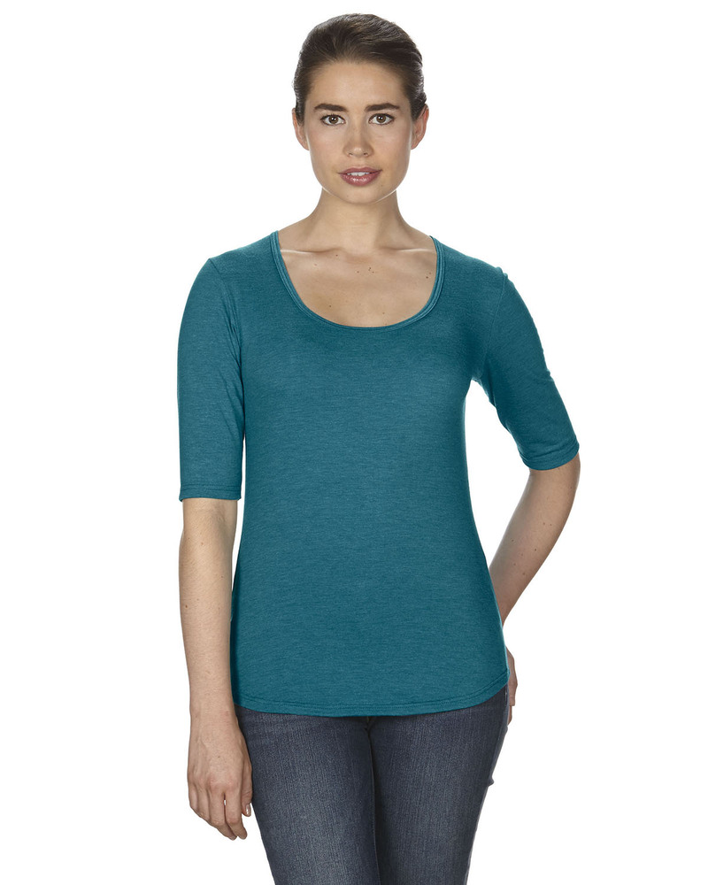 Anvil 6756L Ladies Tri-Blend Deep Scoop Neck 1/2-Sleeve Tee Front Fullsize"