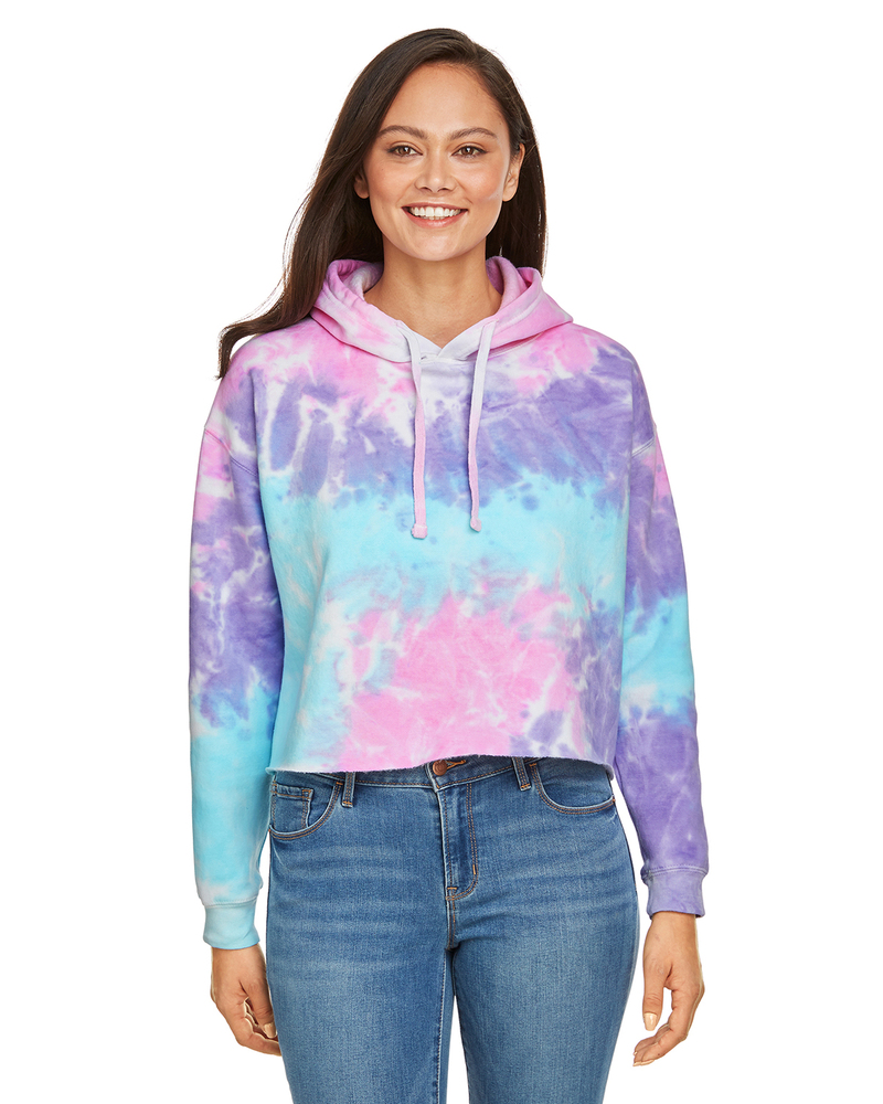 tie-dye cd8333 ladies' cropped hooded sweatshirt Front Fullsize