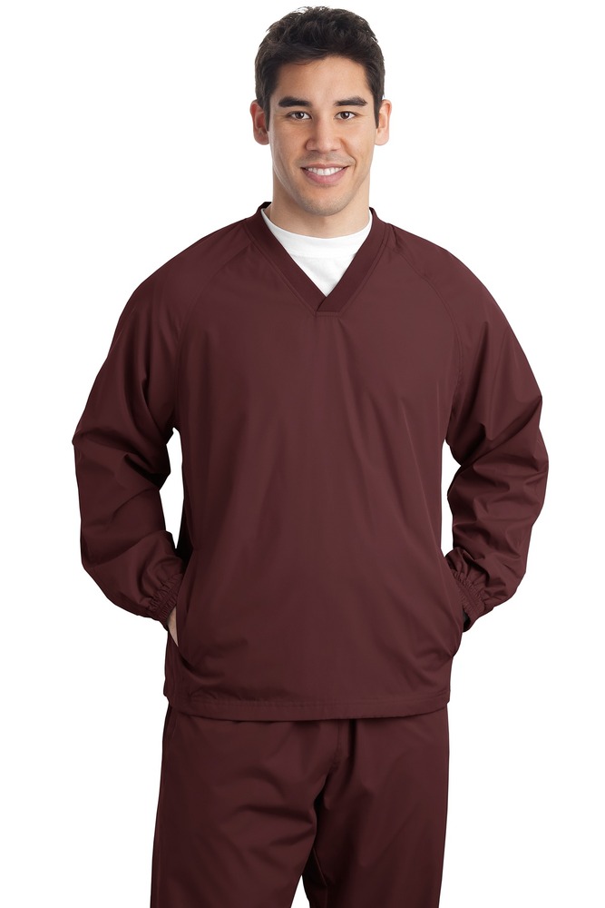Sport-Tek TJST72 Tall V-Neck Raglan Wind Shirt Front Fullsize"