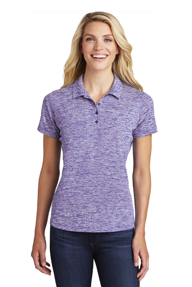 sport-tek lst590 ladies posicharge ® electric heather polo Front Fullsize