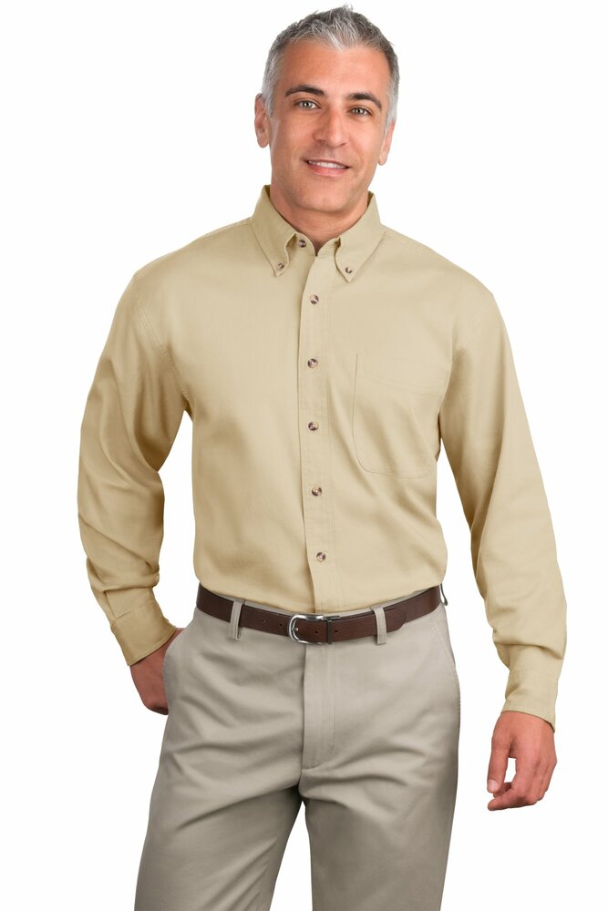 port authority tls600t tall long sleeve twill shirt Front Fullsize