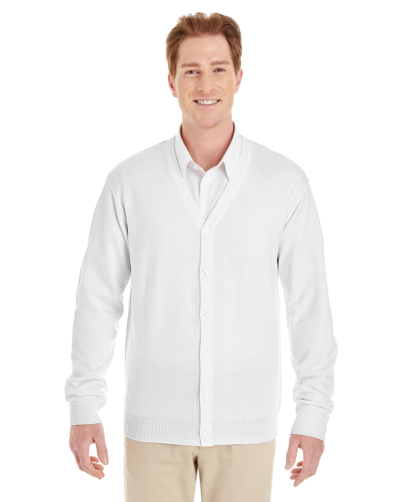 harriton m425 men's pilbloc™ v-neck button cardigan sweater Front Fullsize