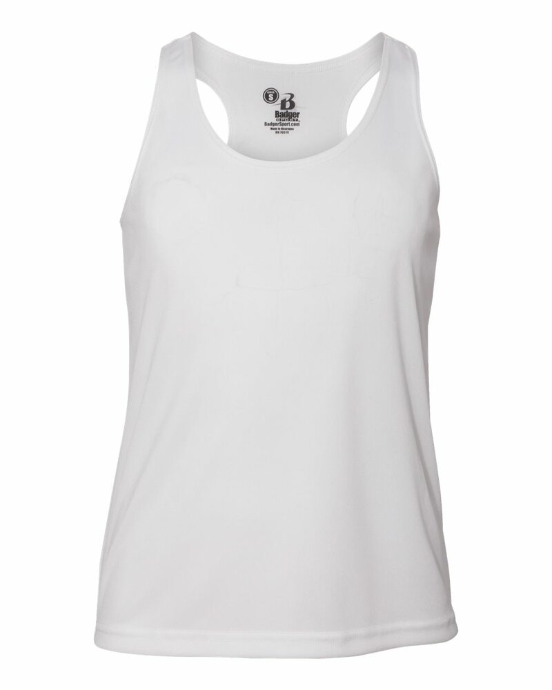 Badger Sport 2166 B Core Girls' Racerback Tank Front Fullsize"