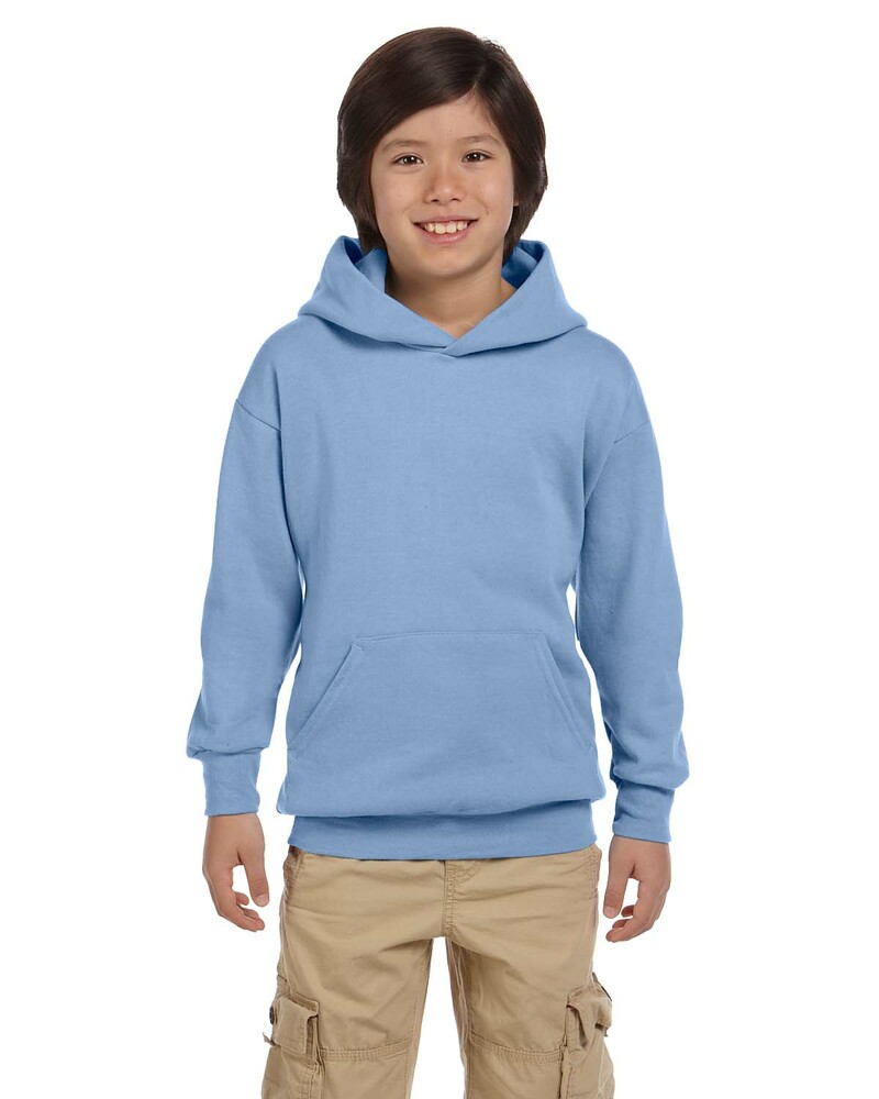 Hanes P473 Youth 7.8 oz. EcoSmart® 50/50 Pullover Hooded Sweatshirt Front Fullsize"