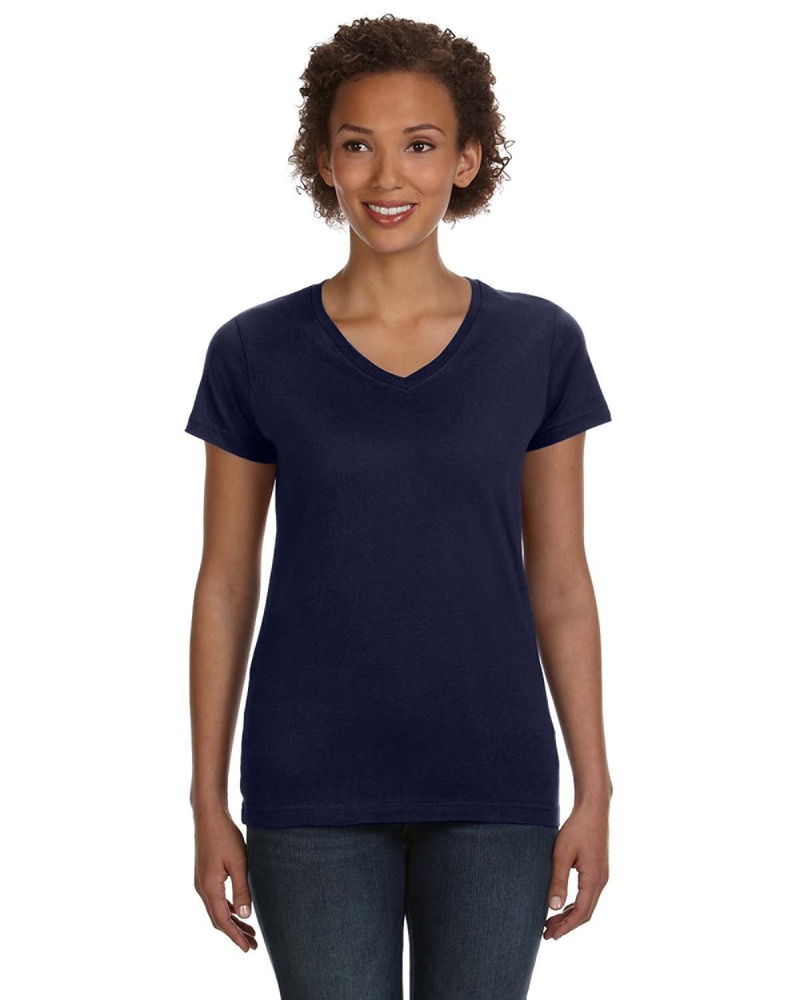 LAT 3507 Ladies' V-Neck Fine Jersey T-Shirt Front Fullsize"