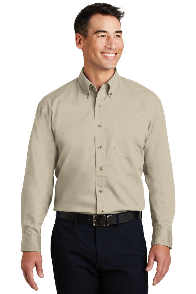 port authority s600t long sleeve twill shirt Front Fullsize