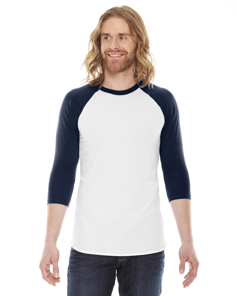 american apparel bb453 unisex poly-cotton usa made 3/4-sleeve raglan t-shirt Front Fullsize