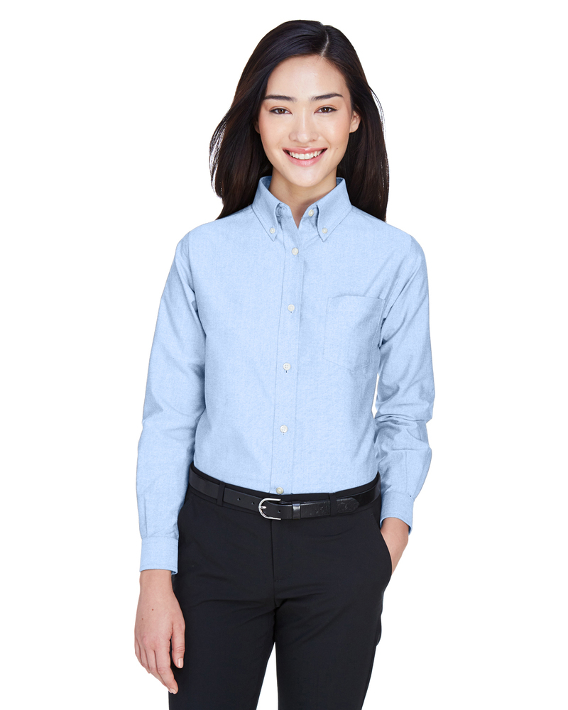 ultraclub 8990 ladies' classic wrinkle-resistant long-sleeve oxford Front Fullsize