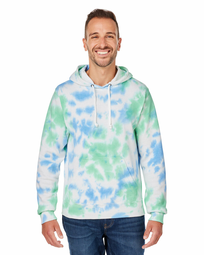 J America JA8861 Adult Tie-Dye Pullover Hooded Sweatshirt Front Fullsize"