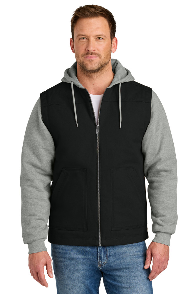CornerStone CSJ42 Duck Fleece Full-Zip Hooded Jacket Front Fullsize"