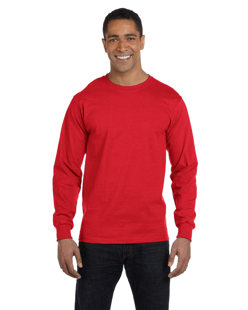 hanes 5286 men's 5.2 oz. comfortsoft® cotton long-sleeve t-shirt Front Fullsize