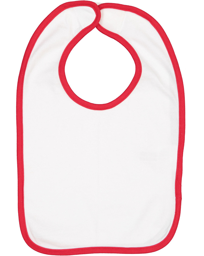 rabbit skins rs1004 infant contrast trim bib Front Fullsize