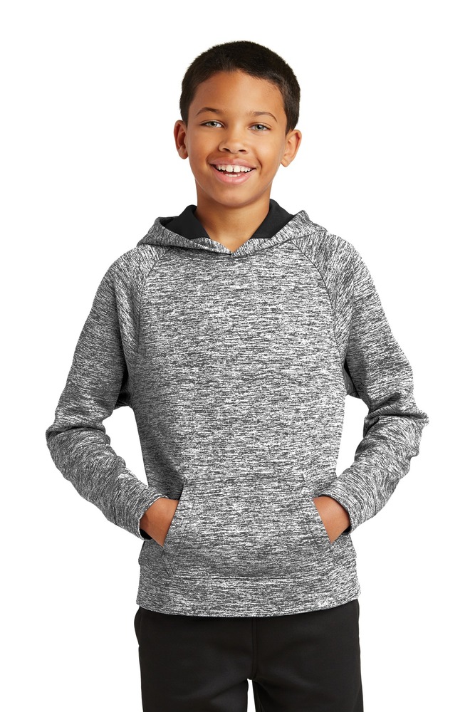 sport-tek yst225 youth posicharge ® electric heather fleece hooded pullover Front Fullsize
