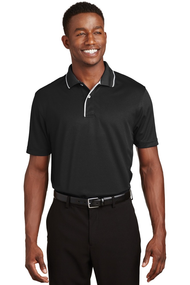 sport-tek k467 dri-mesh ® polo with tipped collar and piping Front Fullsize