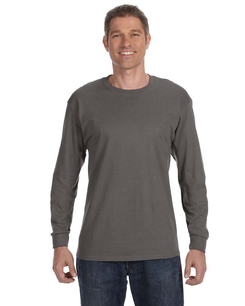 Hanes 5586 Authentic-T ® 100% Cotton Long Sleeve T-Shirt Front Fullsize"