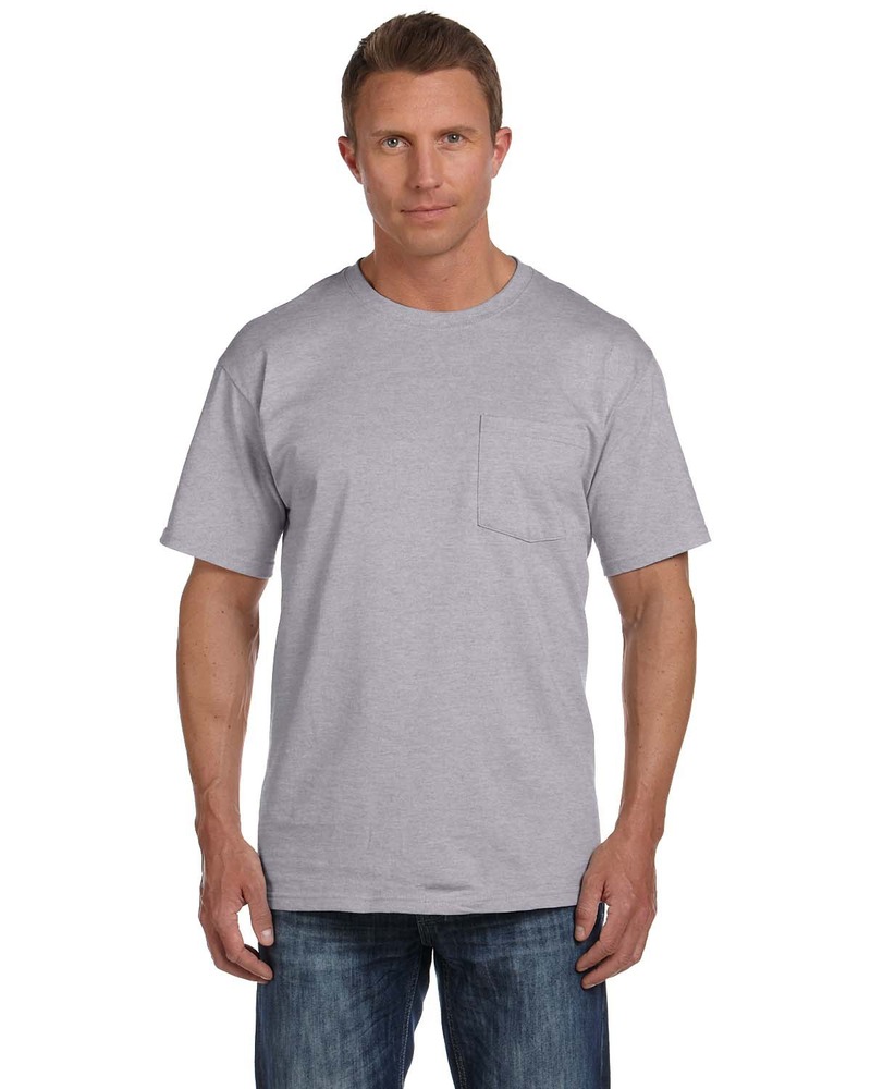 Fruit of the Loom 3931P Adult 5 oz. HD Cotton™ Pocket T-Shirt Front Fullsize"
