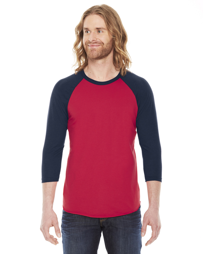 American Apparel BB453W Poly-Cotton 3/4-Sleeve Raglan T-Shirt Front Fullsize"