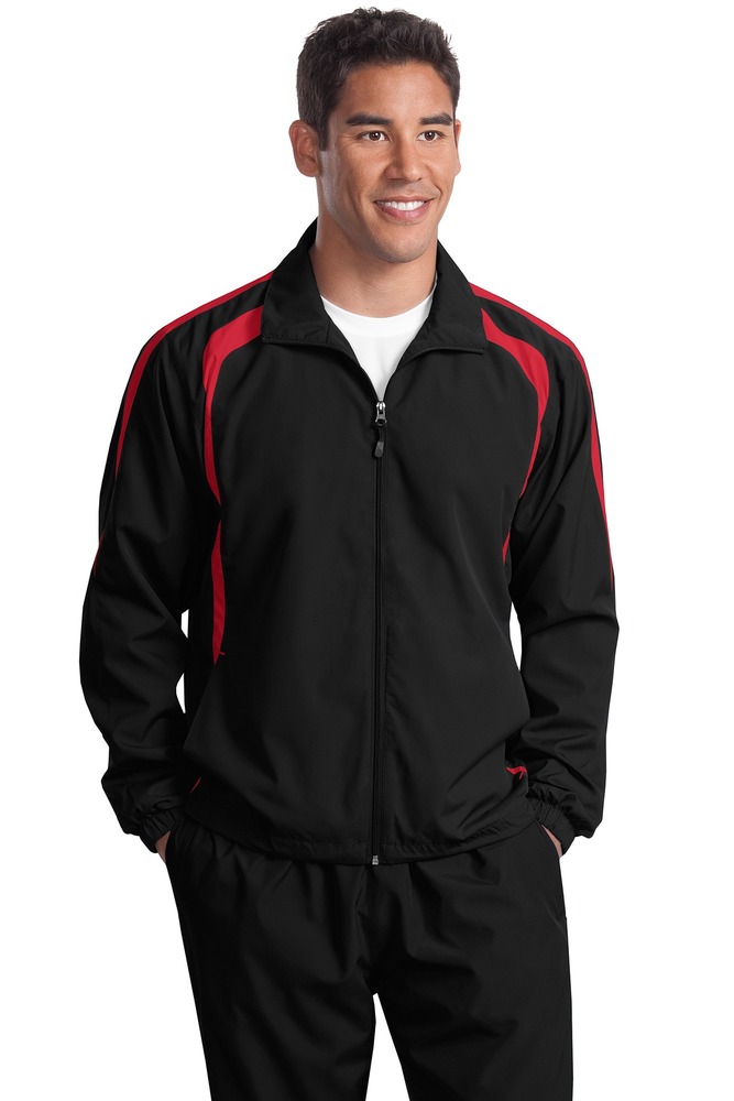 sport-tek tjst60 tall colorblock raglan jacket Front Fullsize