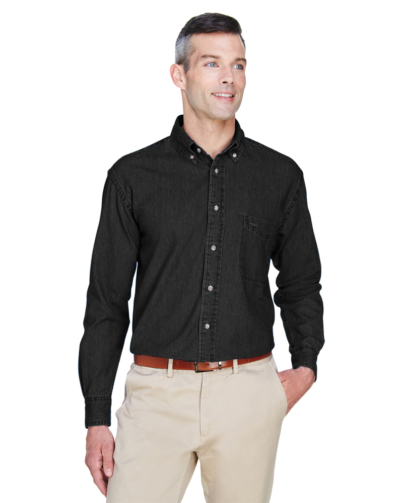 Harriton M550 Men's 6.5 oz. Long-Sleeve Denim Shirt Front Fullsize"