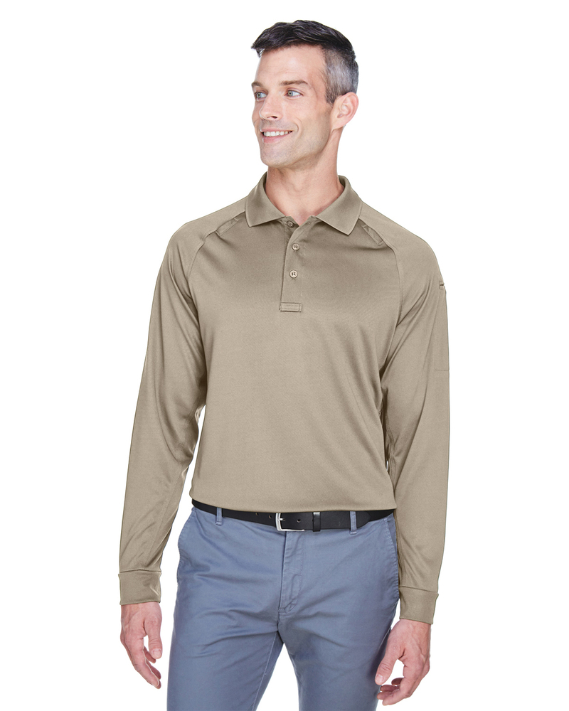 harriton m211l men's advantage snag protection plus long-sleeve tactical polo Front Fullsize