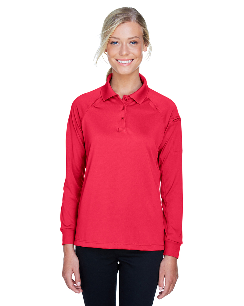 harriton m211lw ladies' advantage snag protection plus long-sleeve tactical polo Front Fullsize