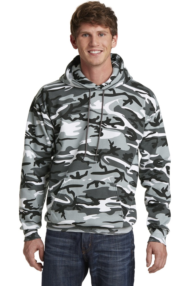 port & company pc78hc core fleece camo pullover hooded sweatshirt Front Fullsize