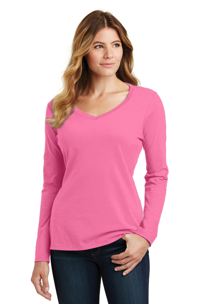 Port & Company LPC450VLS Ladies Long Sleeve Fan Favorite V-Neck Tee Front Fullsize"