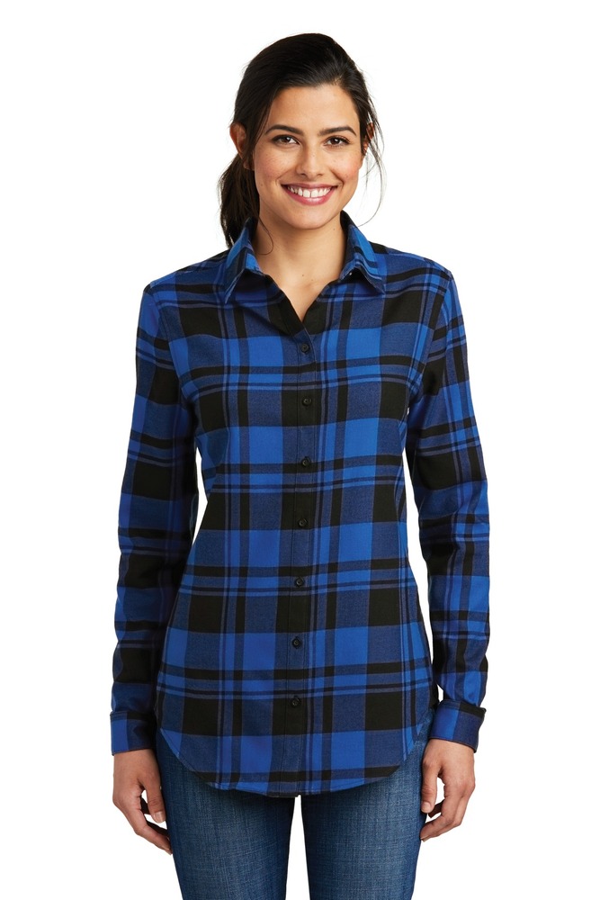 port authority lw668 ladies plaid flannel tunic Front Fullsize