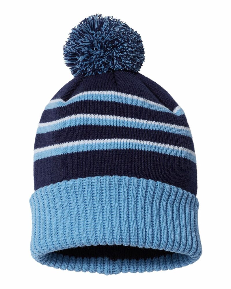 richardson 134 stripe pom cuffed beanie Front Fullsize