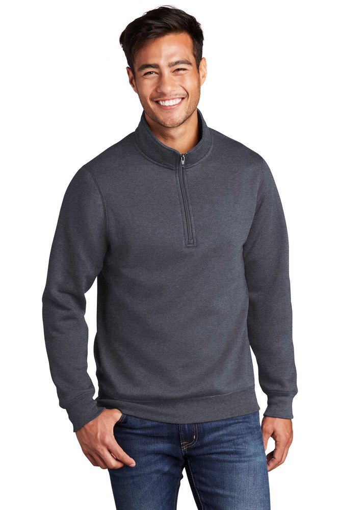 port & company pc78q core fleece 1/4-zip pullover sweatshirt Front Fullsize