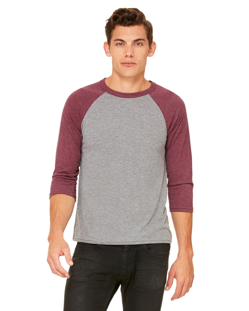 Bella + Canvas 3200 Unisex 3/4-Sleeve Baseball T-Shirt Front Fullsize"