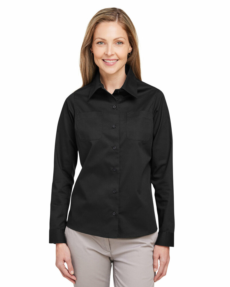 harriton m585lw ladies' advantage il long-sleeve workshirt Front Fullsize