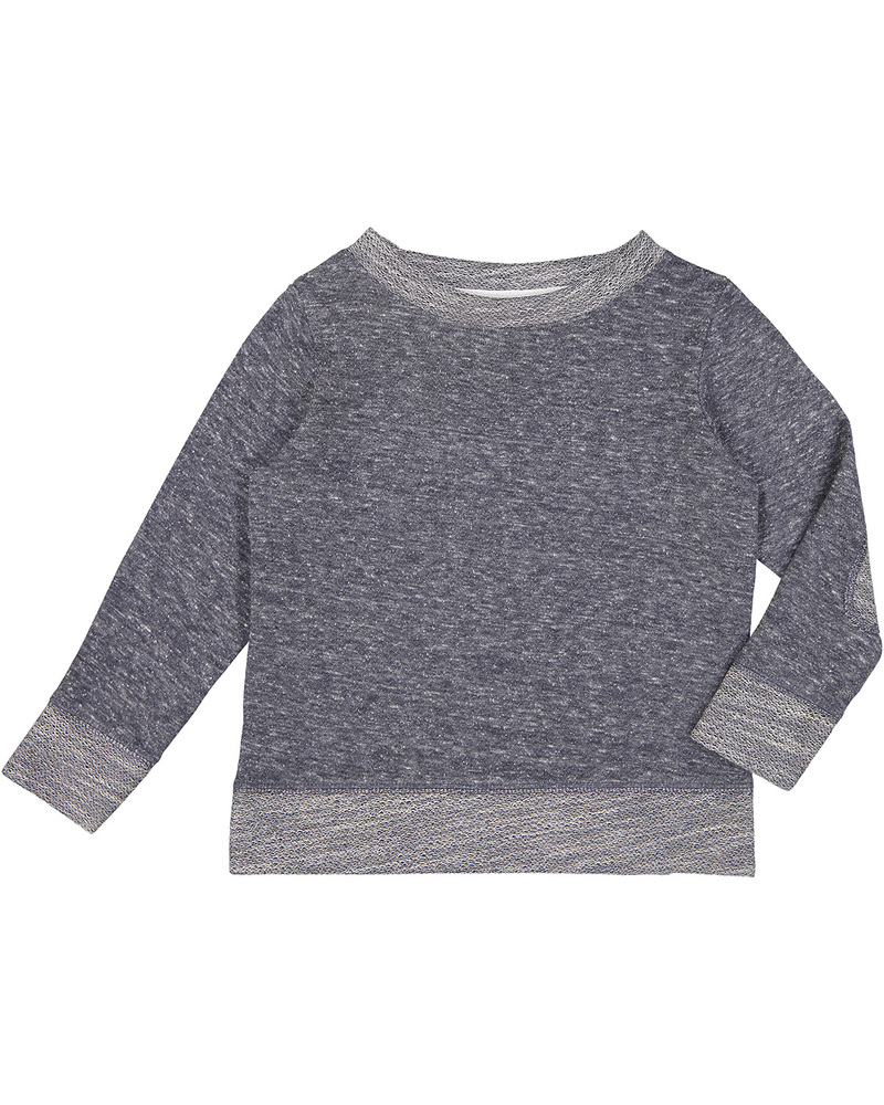 rabbit skins rs3379 toddler harborside melange french terry crewneck with elbow patches Front Fullsize