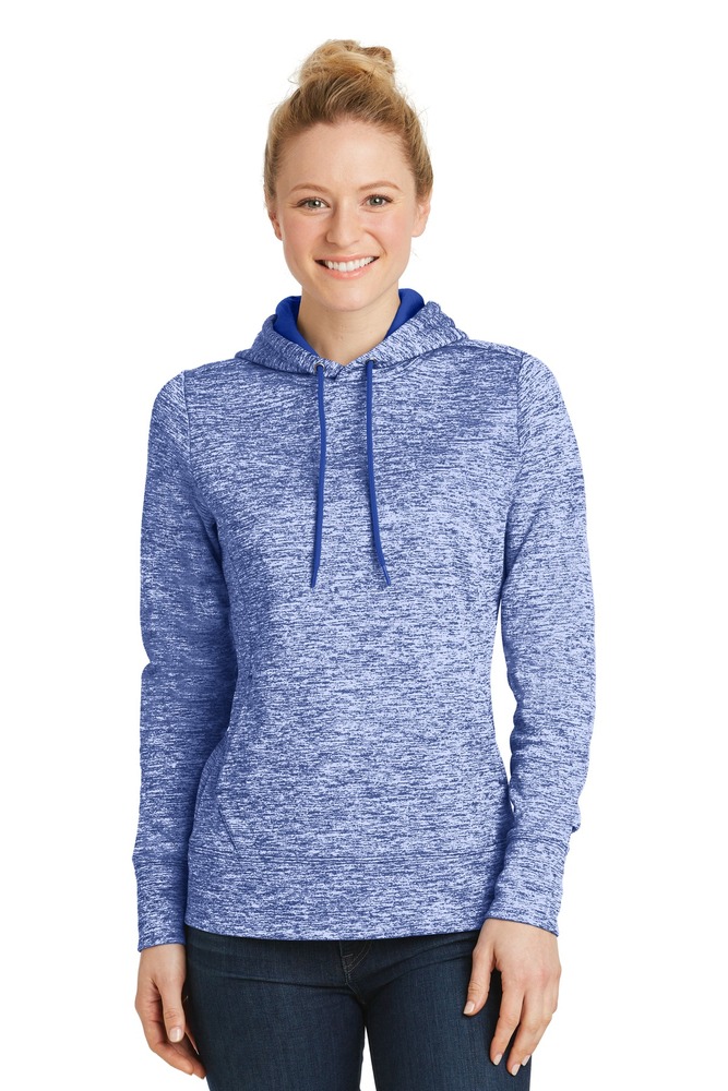 sport-tek lst225 ladies posicharge ® electric heather fleece hooded pullover Front Fullsize
