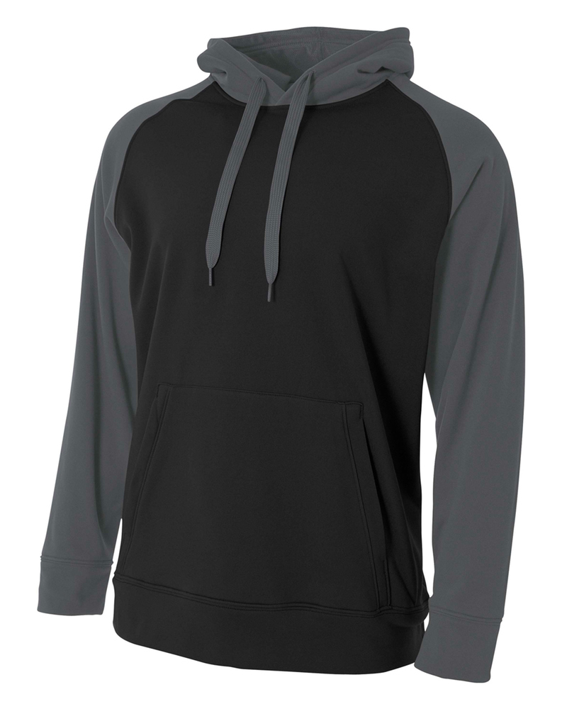 a4 n4234 men's color block tech fleece hoodie Front Fullsize