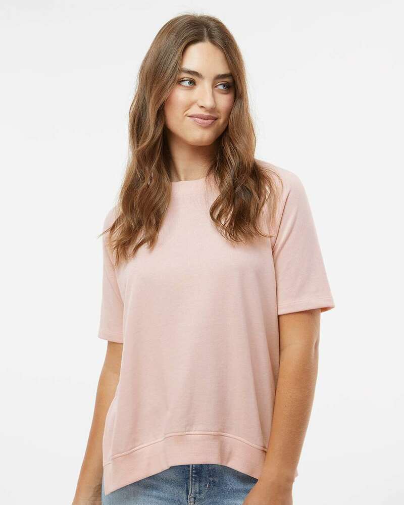 MV Sport W23711 Women's French Terry Short Sleeve Crewneck Pullover Front Fullsize"