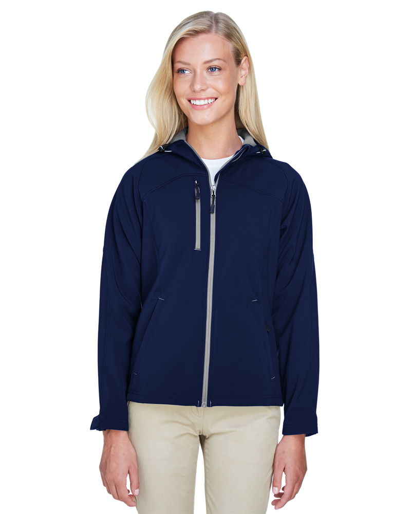 north end 78166 ladies' prospect two-layer fleece bonded soft shell hooded jacket Front Fullsize