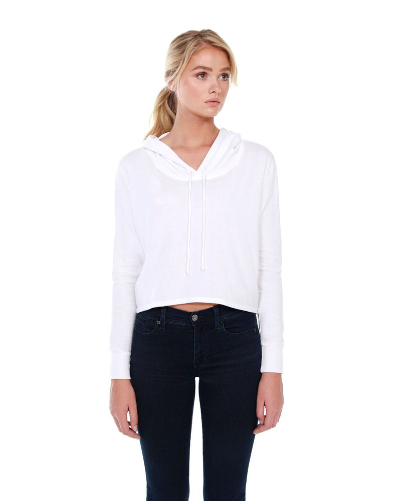 startee st1490 ladies' 4.3 oz., cvc cropped hoodie t-shirt Front Fullsize