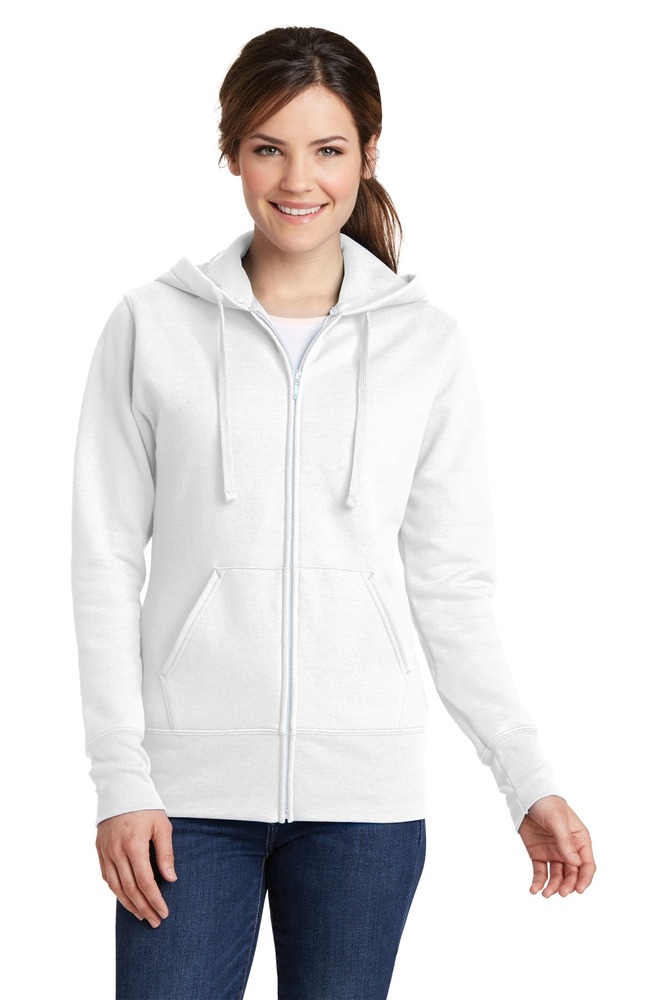 port & company lpc78zh ladies core fleece full-zip hooded sweatshirt Front Fullsize