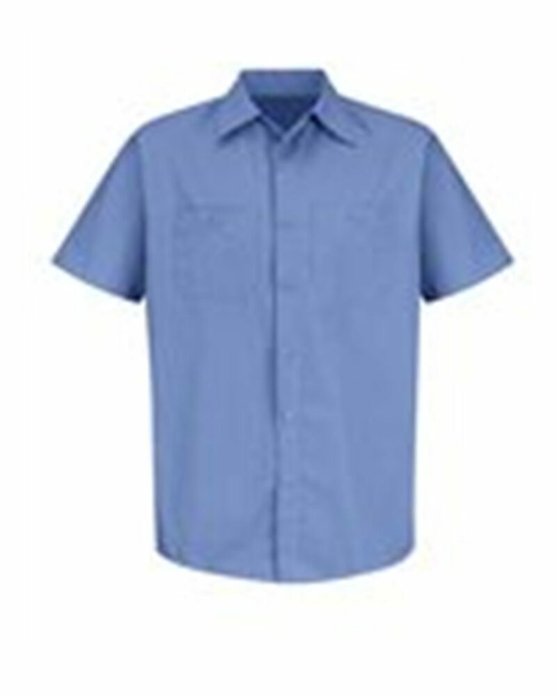 red kap cs20long long size, short sleeve striped industrial work shirt Front Fullsize