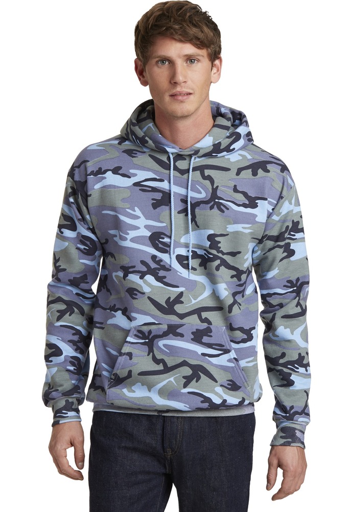 port & company pc78hc core fleece camo pullover hooded sweatshirt Front Fullsize