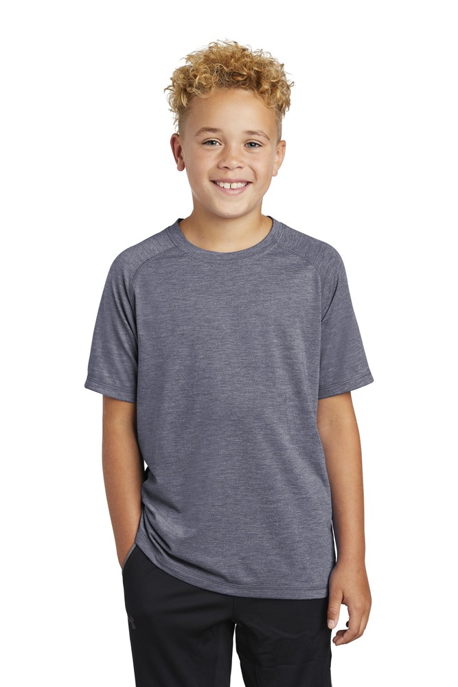 sport-tek yst400 youth posicharge ® tri-blend wicking raglan tee Front Fullsize