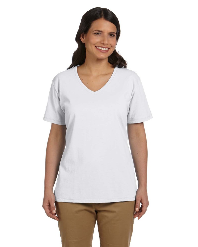 hanes 5780 ladies comfortsoft ® v-neck t-shirt Front Fullsize