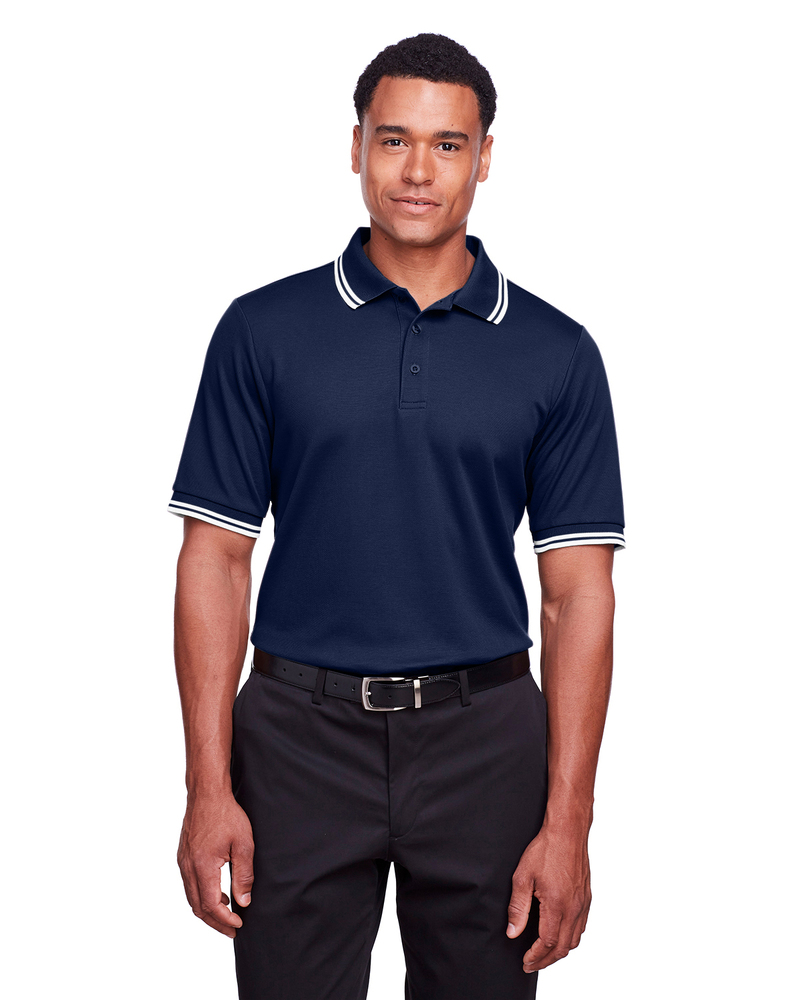 devon & jones dg20c men's crownlux performance™ plaited tipped polo Front Fullsize