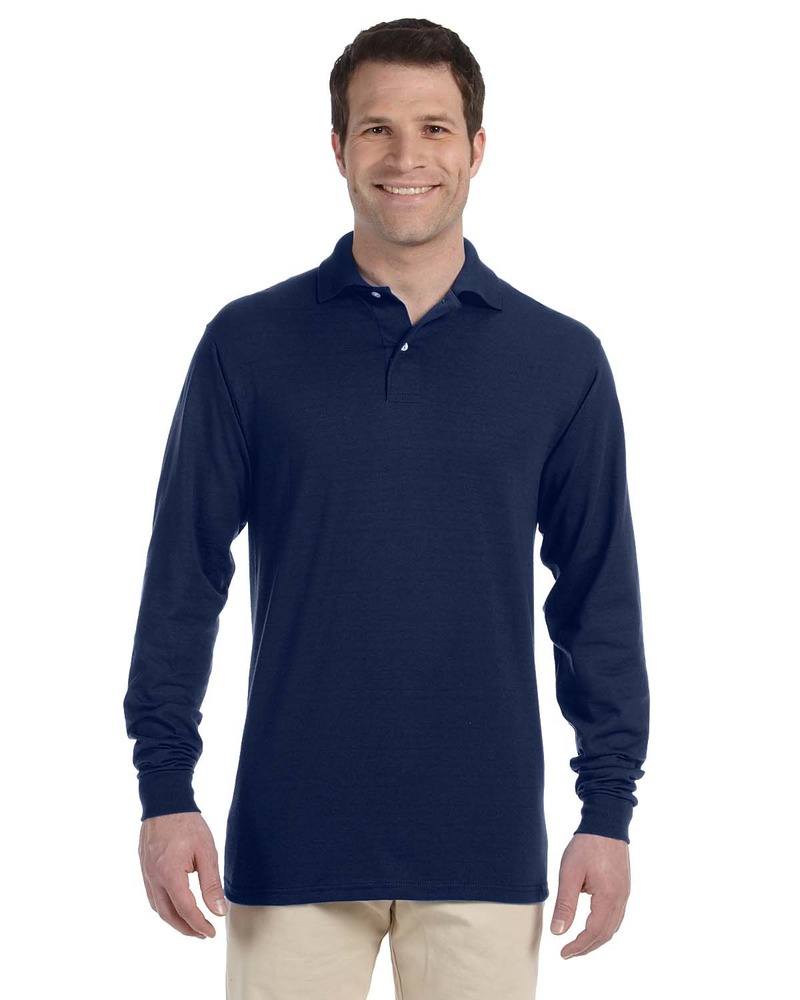 jerzees 437ml adult 5.6 oz. spotshield™ long-sleeve jersey polo Front Fullsize