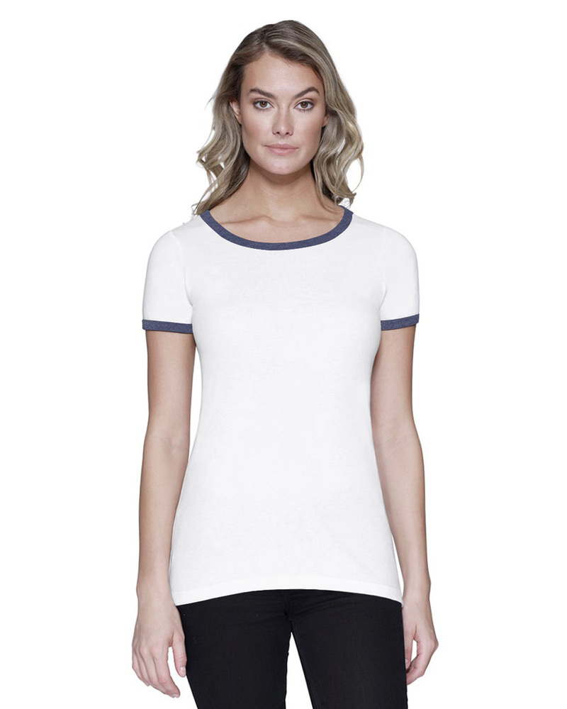 startee st1431 ladies' cvc ringer t-shirt Front Fullsize