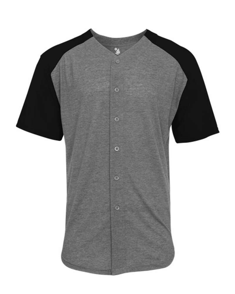 Badger Sport 4950 Tri Blend Full Button Tee Front Fullsize"