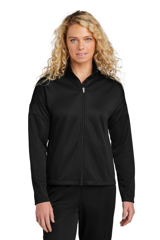 sport-tek lst800 ladies travel full-zip jacket Front Fullsize